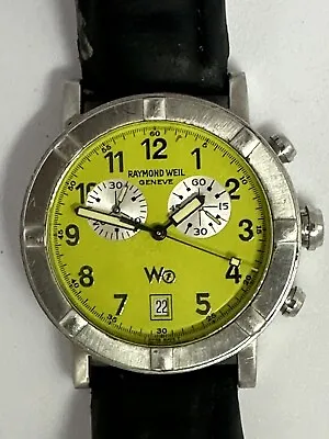 Raymond Weil W1 8000 Parsifal Men's Swiss Quartz Watch Yellow Dial New Battery • $249.99