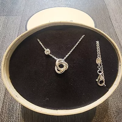 Links Of London Sterling Silver Love Knot Necklace With White Topaz | Adjustable • £36