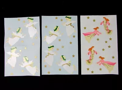 Vintage Mrs. Grossman's Stickers Pink Christmas Child Angels Stars LOT 2 • $6.25