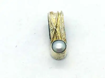 MICHOU Design - Solid Sterling Silver With 22k. Gold Vermeil Pearl Slide Pendan • $75.99