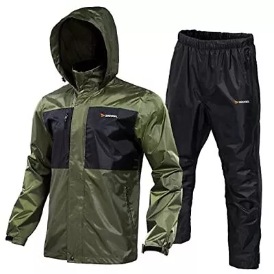  Waterproof Fishing Rain Suit For Men (Rain Gear Jacket & Trouser Large Green • $83.93