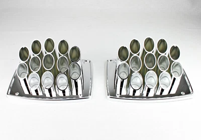 $75.95 • Buy Vintage Chrome Pipe Organ Speaker Grill Cover Package Tray 6X9 Lowrider Pair