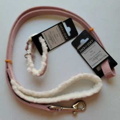 Zack & Zoey Leash AND Petite Dog Collar 6-8 Inch Faux Suede & Sherpa Pink • $22.89