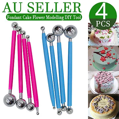 4X Fondant Cake Flower Decorating Clay Sugarcraft Ball Modelling Cutter DIY Tool • $5.65