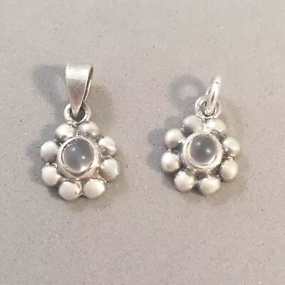 .925 Sterling Silver Genuine Small MOONSTONE Flower Pendant Charm 925 NEW GA15 • $8