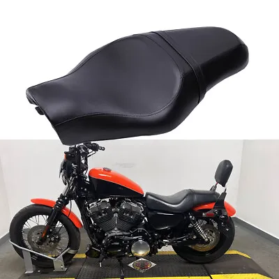 Black Leather Motorcycle Two Up Seat For Harley 1200 Nightster XL1200N Iron 883 • $80.99