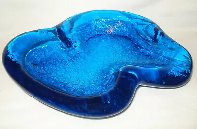 Vintage Blenko Biomorphic Amoeba Blue Art Glass Mid Century Bowl Dish MCM • $19.99