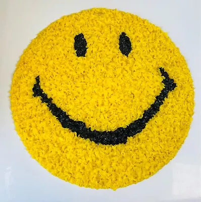 Vintage Smiley Face Melted Plastic Popcorn Holiday Decor Yellow Black 13.5” USA • $35