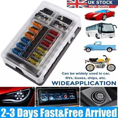 12 Way Blade Fuse Box Block & Auto Marine FuseBox Holder 12V32V Bus Bar Car Kit~ • £13.99