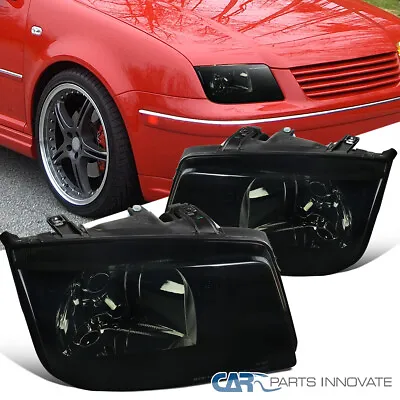 Fit 99-05 Volkswagen Jetta Bora Mk4 Black Smoke Headlights Head Lamps Left+Right • $69.95