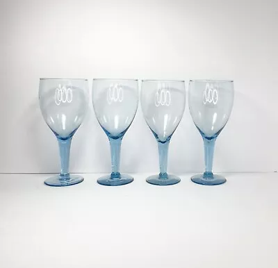 Set Of 4 Large Light Blue Water/Wine Goblets 8 7/8” 22oz Vintage 1990’s Barware • $31.49