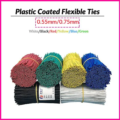 Garden Twist Tie Plant Cable Ties Plastic Coated Support Wire Dia 0.55mm~0.75mm • £10.86