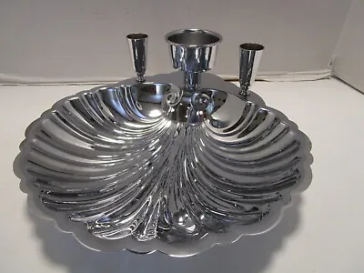 VTG Krome Kraft Farber Bros Chrome Clam Shell Tray Candleholder 10.75 W 1950s NY • $68