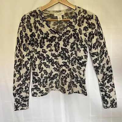 Mainbocher Pure Cashmere V Neck Sweater Floral Medium  • $25