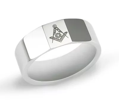 Masonic Tungsten Ring With Square & Compass | Freemasonry | Fathers Day Gifts • $29.99