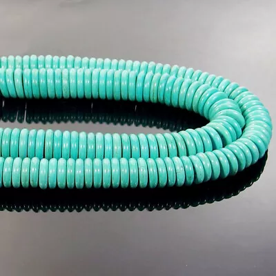 Green Turquoise Gemstone Sones Rondelle Spacer Beads 16  (12-14)x3mm Jewelry DIY • $5.29