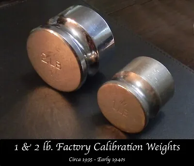 WWII ! Super ACCURATE But WELL USED Set Of Pound Calibration Weights: 1 & 2 Lb • $36