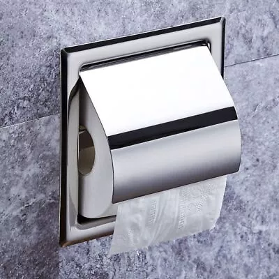 Wall Mounted Concealed Roll Paper Box Stainless Steel Toilet Paper Holder • $30.92