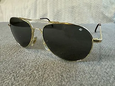 AMERICAN OPTICAL AO  SUNGLASSES  GOLD FRAME AVIATOR PILOT Tortoise Shell 52-14 • $45.87