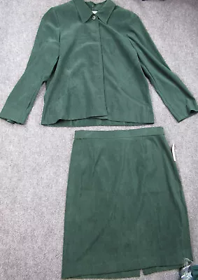 NWT Amanda Smith Womens Suit Skirt  Blazer Green 14 Career Traditional Classic • $40.57