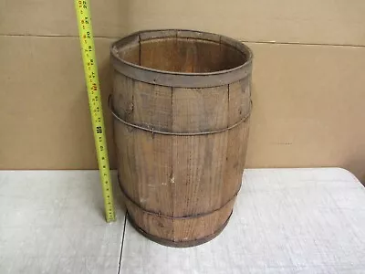 Vtg Wood Wooden Primitive Nail Rivet Keg Barrel 18” Tall Rustic Farm Store Decor • $50.99