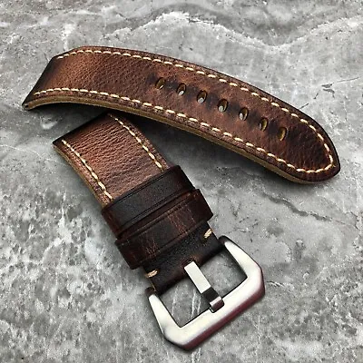 FOR Panerai PAM Luminor Radiomir Watches 22m 24mm 26mm Brown Leather Watch Strap • £40