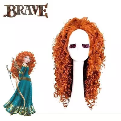 Long Curly Orange Merida Wig Brave Princess Cosplay Red Hair Synthetic NEW • £16.79