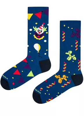 TAKAPARA Colourful Mismatched Patterned Blue Socks Fro Men And Women Balloons • $11.19