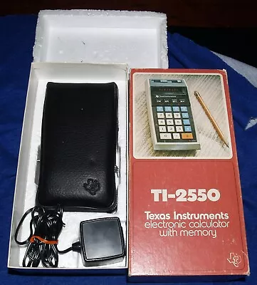 Texas Instruments TI-2550 Vintage Calculator W/ Case Adapter Box Manuals Works • $9.99