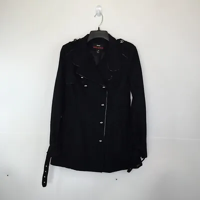 Miss Sixty M60 Coat Women Size Medium Black Wool Blend Pockets Button Front • $32.49