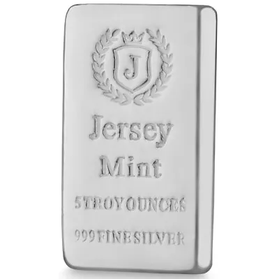 5 Oz 0.999 Silver Bullion Casted Bar - Jersey Mint - Free Shipping - In Stock • $157.12