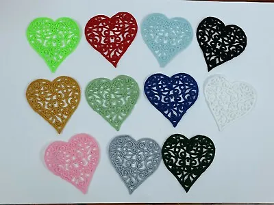 Guipure Lace-Sew-On-Applique Heart Motif 80mm X 85mm (11-Colours) S-11 • £2.89