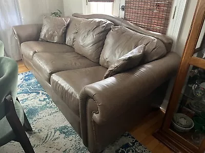 La-Z-Boy Leather Sleeper Sofa • $500