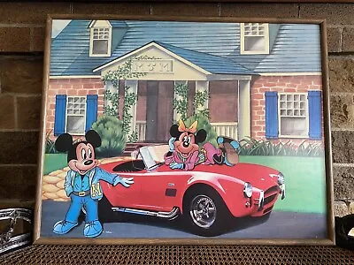 Rare Vintage Disney Mickey Minnie Mouse And Shelby Cobra Poster Photo • $39.99