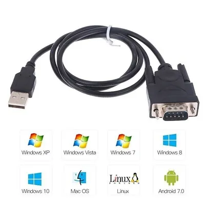 USB 2.0 To Serial RS-232 RS232 DB9 9 Pin Adaptor Converter Cable Lead Wire A++ • £10.49