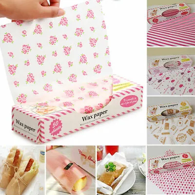£5.89 • Buy 50Pcs Food Wrapping Wax Paper Hambur Sandwich Bread Candy Wrap Paper