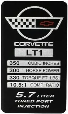 C4 Corvette 1992 LT1 Engine ID Spec Metal Data Plate Emblem • $19.99