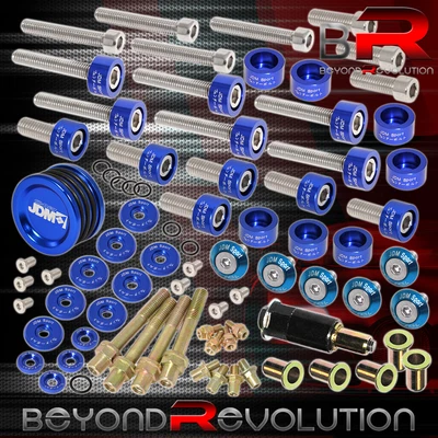 $129.99 • Buy For Honda B16 B18 Cup/Header/Cam Cap/M6 10mm Fender/Valve Washer+Cam Seal Blue