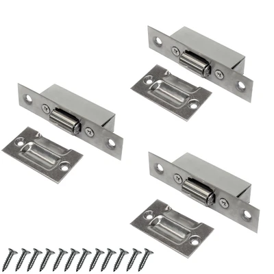 £12.97 • Buy 3 X Adjustable Roller Catch Satin Mortice Door Spring Ball Latch Stainless Steel