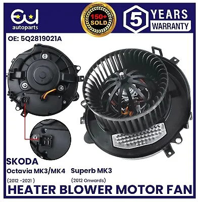 Heater Blower Motor Fan With Resistor For Skoda Octavia Mk3 Mk4 Skoda Superb Mk3 • £74.99