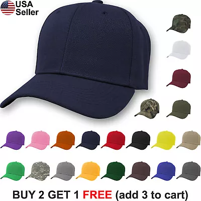 Plain Baseball Cap Solid Color Hat Blank Curved Bill Visor Men Women Golf • $9.42