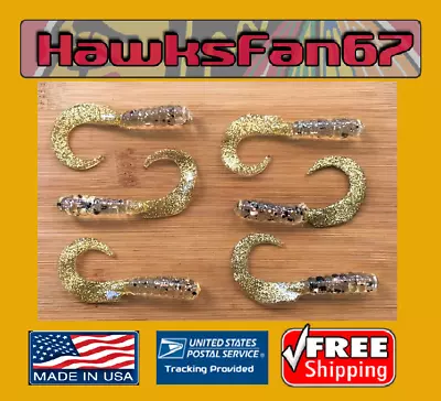 45 Sand Gold Metalflake  Bps Style Squirmin Grub Heavy Glitter Walleye Bass • $8.99