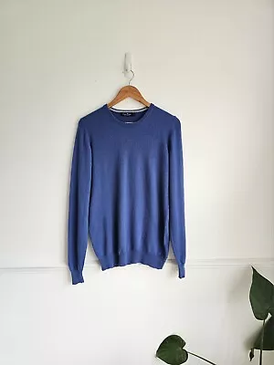 Men's Sweater James Pringle 100% Pure Cashmere Jumper Knit Size S 8 Blue • £18.90