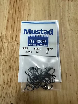 (25) MUSTAD 36890 Salmon Hooks. Fly Tying. Eye Up. Size 4. NOS *FREE SHIPPING* • $9.98