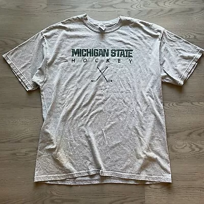 Men's Michigan State Spartans Hockey MSU Grey Green Tee Shirt Sz XL GMC Trucks • $20