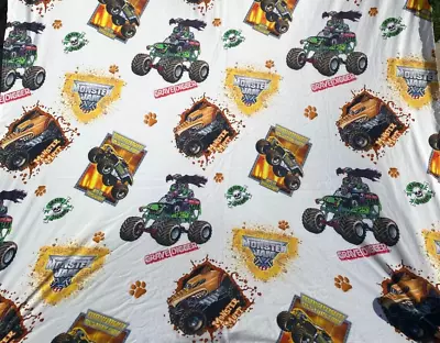 MONSTER JAM TRUCK Twin Flat Top Sheet Grave Digger Maximum Mutt 2013 Franco Poly • $12