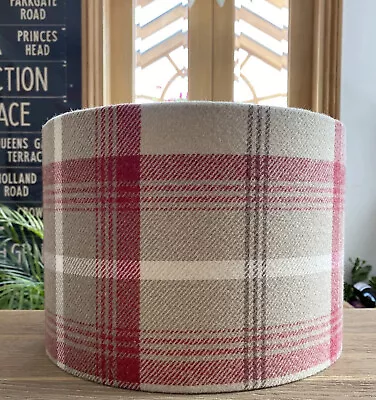 Porter & Stone Balmoral Tartan Check Wool Effect Fabric  Lampshade Cranberry Red • £43