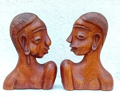 Pair 1930's Art Deco Carved Wood African Figures Sculpture After Franz Hagenauer • £45