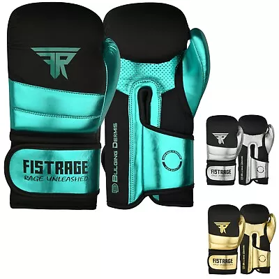 FISTRAGE Boxing Gloves Metallic Leather MMA Training Muay Thai Kick Boxing Mitts • $22.89