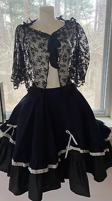 Square Dance Outfit Black/White /Navy  Prairie Coquette Western Rockabilly Lg • $75